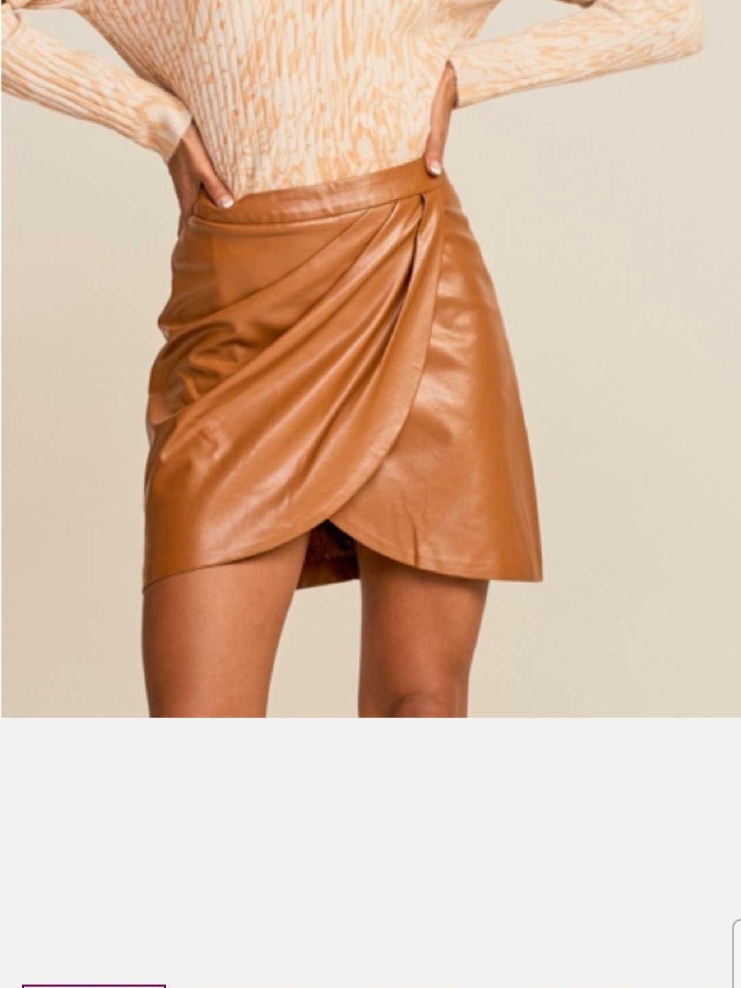 Lush Cognac Brown Faux Leather Wrap Mini Skirt Size M Nwt